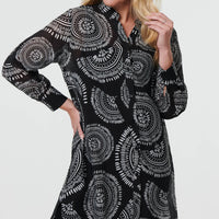 Abstract Sheer Relaxed Longline Blouse