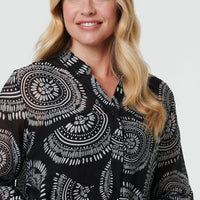 Abstract Sheer Relaxed Longline Blouse