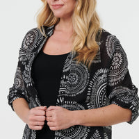 Abstract Sheer Relaxed Longline Blouse