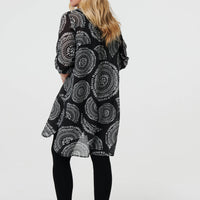 Abstract Sheer Relaxed Longline Blouse