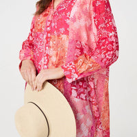 Patchwork Print Semi Sheer Longline Shirt