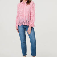 Embroidered Lace Long Sleeve Shirt