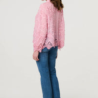 Embroidered Lace Long Sleeve Shirt