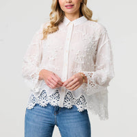 Embroidered Lace Long Sleeve Shirt
