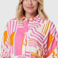 Abstract 3/4 Sleeve Relaxed Shirt