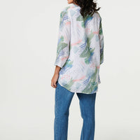 Abstract 3/4 Sleeve Relaxed Blouse