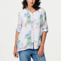Abstract 3/4 Sleeve Relaxed Blouse