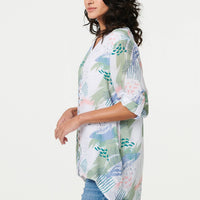Abstract 3/4 Sleeve Relaxed Blouse