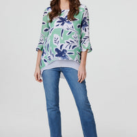 Floral Print Layered Relaxed Tunic Top