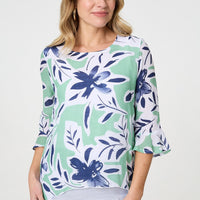 Floral Print Layered Relaxed Tunic Top