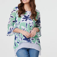Floral Print Layered Relaxed Tunic Top