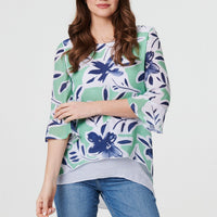 Floral Print Layered Relaxed Tunic Top