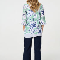 Floral Print Layered Relaxed Tunic Top
