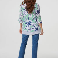 Floral Print Layered Relaxed Tunic Top