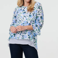 Floral Layered 3/4 Sleeve Tunic Top