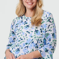Floral Layered 3/4 Sleeve Tunic Top