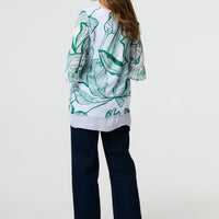 Leaf Print 3/4 Sleeve Layered Tunic Top