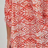Aztec Print 3/4 Sleeve Relaxed Blouse