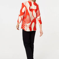 Abstract 3/4 Sleeve Button Detail Blouse
