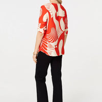 Abstract 3/4 Sleeve Button Detail Blouse