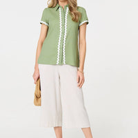 Zig Zag Trim Short Sleeve Shirt