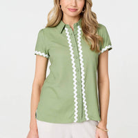 Zig Zag Trim Short Sleeve Shirt