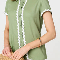 Zig Zag Trim Short Sleeve Shirt