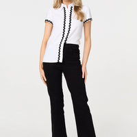 Zig Zag Trim Short Sleeve Shirt
