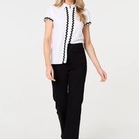 Zig Zag Trim Short Sleeve Shirt