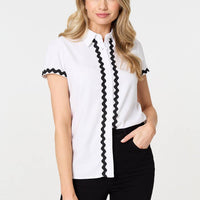 Zig Zag Trim Short Sleeve Shirt