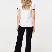 Zig Zag Trim Short Sleeve Shirt
