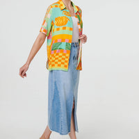 Patchwork Print Short Sleeve Boxy Shirt