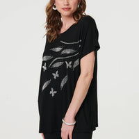 Sparkly Embellished Relaxed T-Shirt