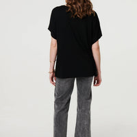 Sparkly Feather Print Relaxed T-Shirt