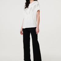 Sparkly Feather Print Relaxed T-Shirt