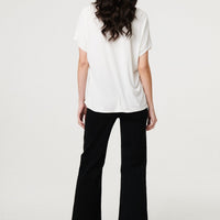 Sparkly Feather Print Relaxed T-Shirt