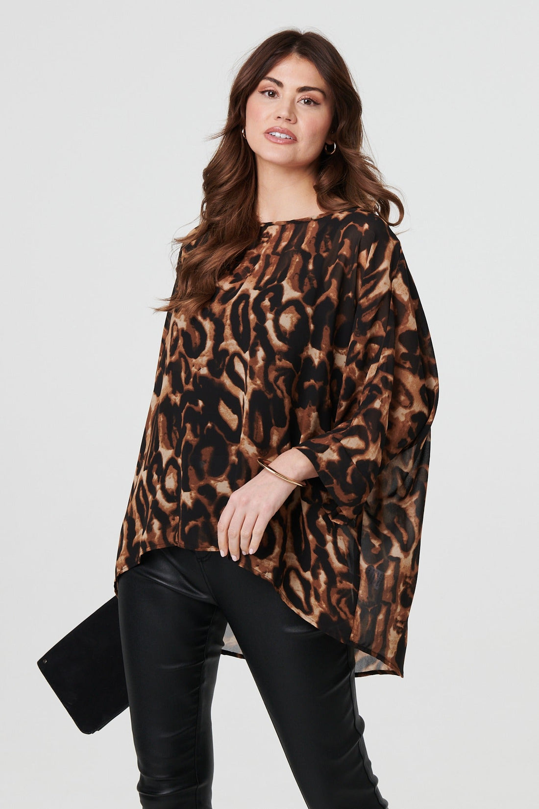 Animal Print 3/4 Sleeve Blouse Top