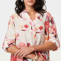 Floral Long Sleeve Longline Shirt Dress