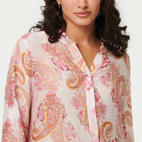 Paisley Long Sleeve Sheer Longline Shirt