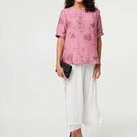 Floral Short Puff Sleeve Blouse Top