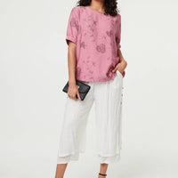 Floral Short Puff Sleeve Blouse Top