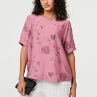 Floral Short Puff Sleeve Blouse Top