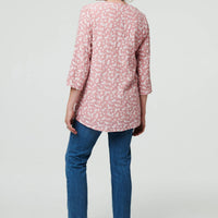 Ditsy Floral 3/4 Sleeve Curve Hem Top
