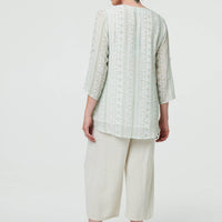 Printed Button Front Curve Hem Blouse