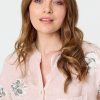 Floral 3/4 Turn-Up Sleeve Blouse