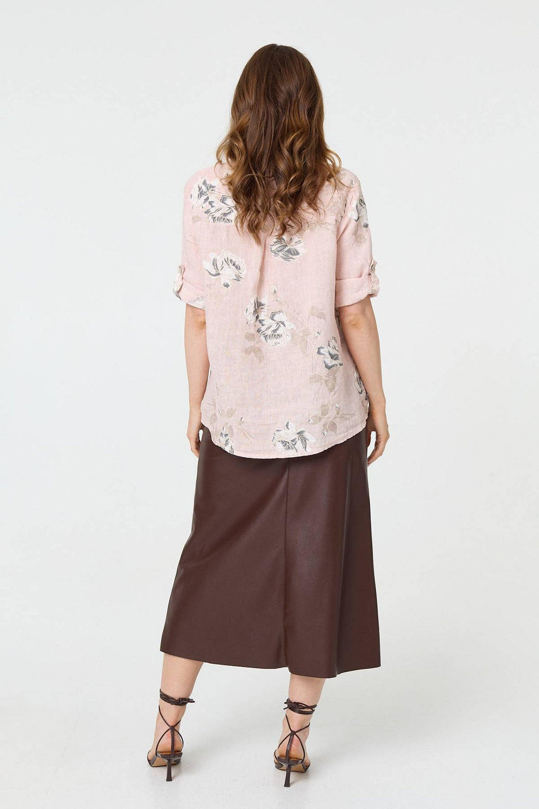 Floral 3/4 Turn-Up Sleeve Blouse