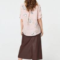 Floral 3/4 Turn-Up Sleeve Blouse