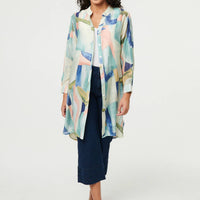 Abstract 3/4 Sleeve Short Shirt Dress