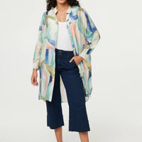 Abstract 3/4 Sleeve Short Shirt Dress