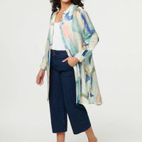 Abstract 3/4 Sleeve Short Shirt Dress
